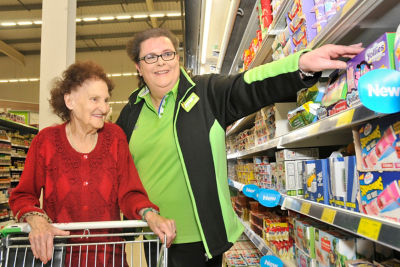Asda Rushden customer Olive Lovell with colleague Debbie Cox